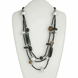 Handcrafted Triple Strand Ethnic Mid Century Modern Style Necklace
